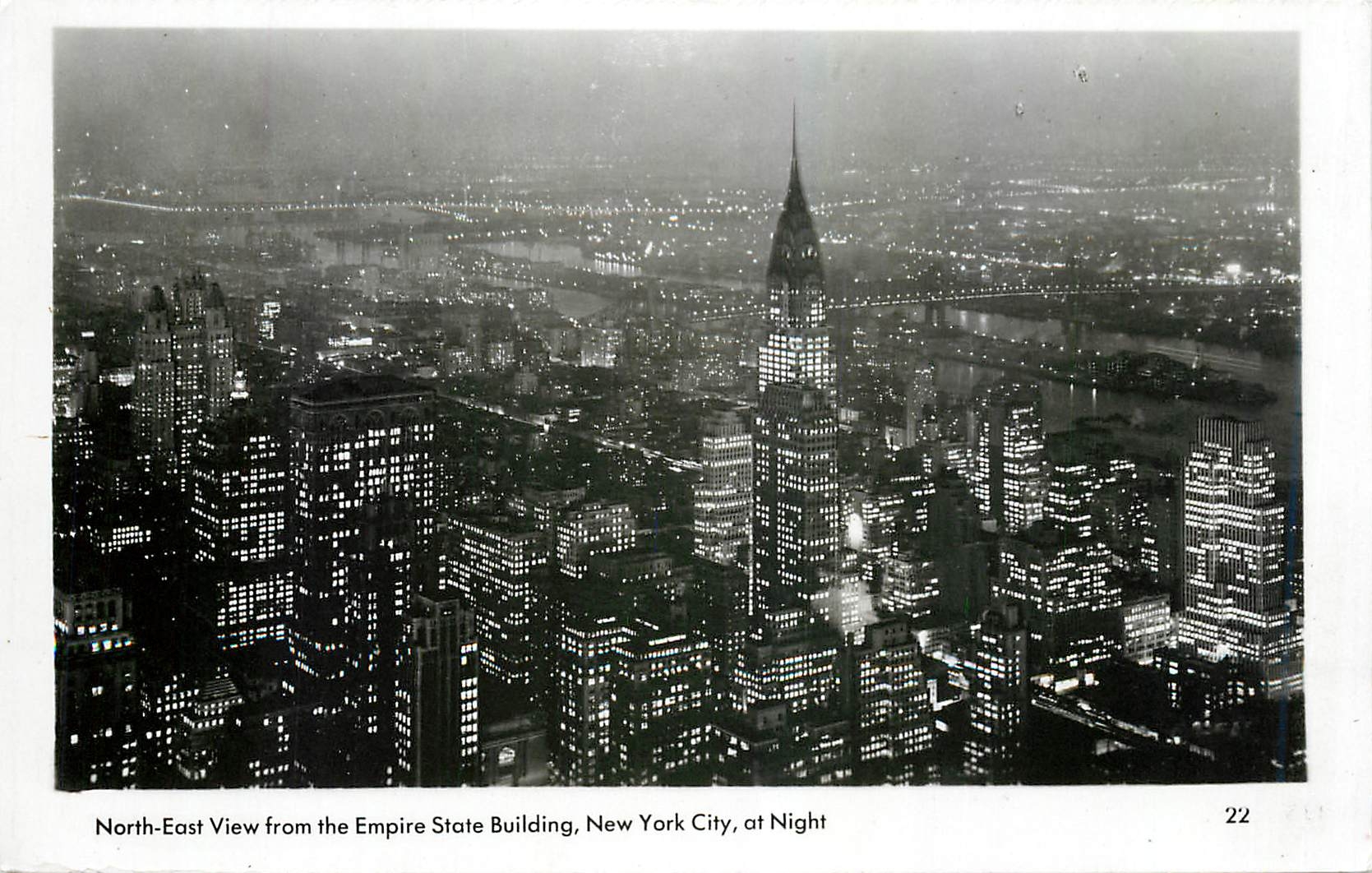 CPA North East View from the Empire State Building  New York City at night 
