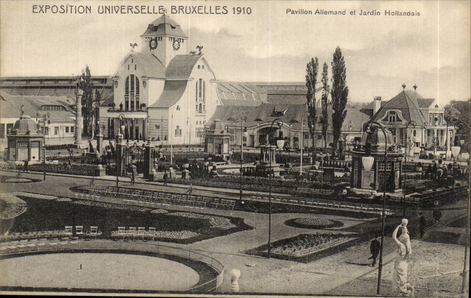 Exposition Universelle Bruxelles-Brussels- Belgique-Belgium-1910-Pavillion Allemand et Jardin Hollandais-CPA