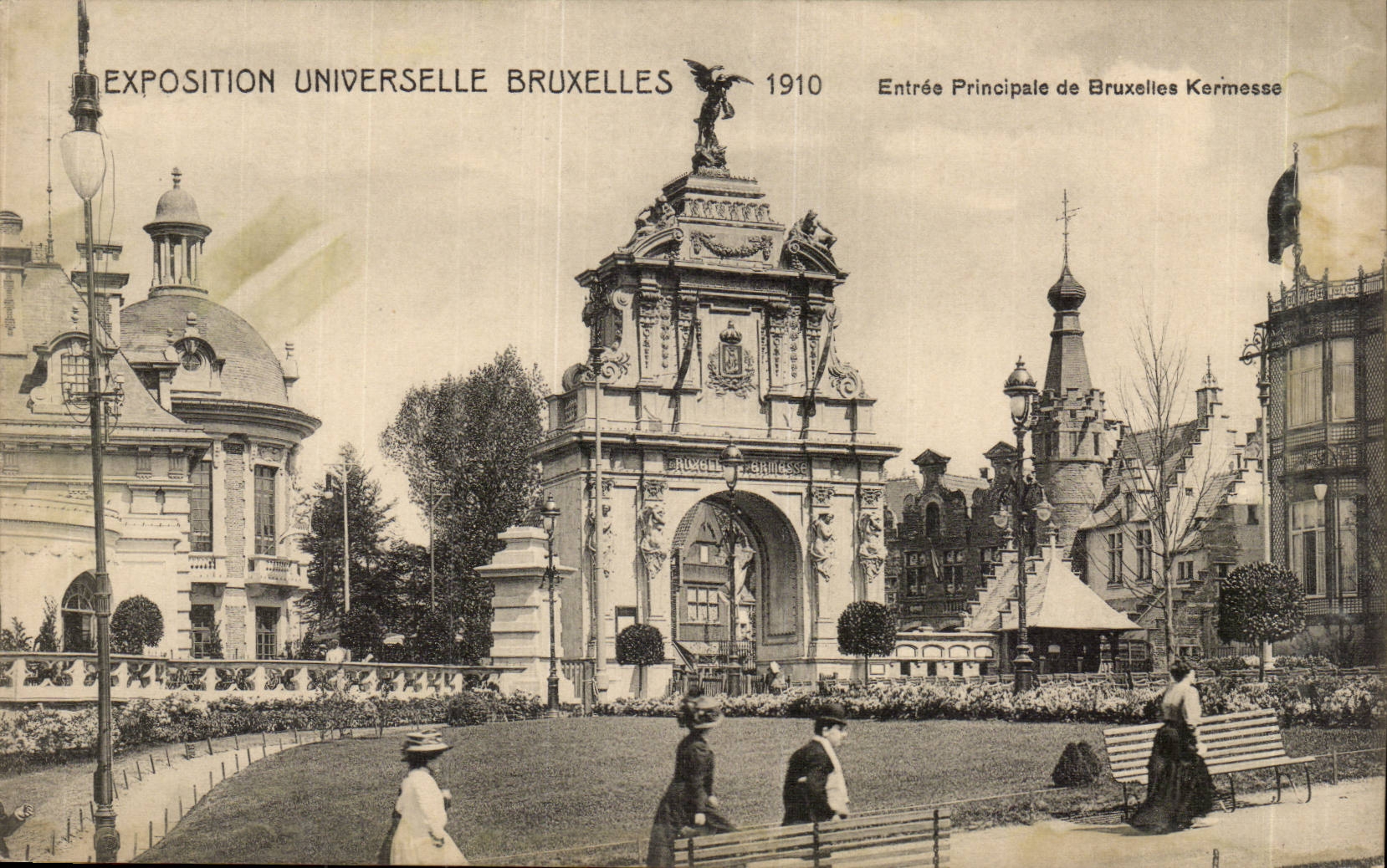 Exposition Universelle Bruxelles-Brussels-Belgique-Belgium-1910- Entree Principale et Bruxelles Kermesse-CPA