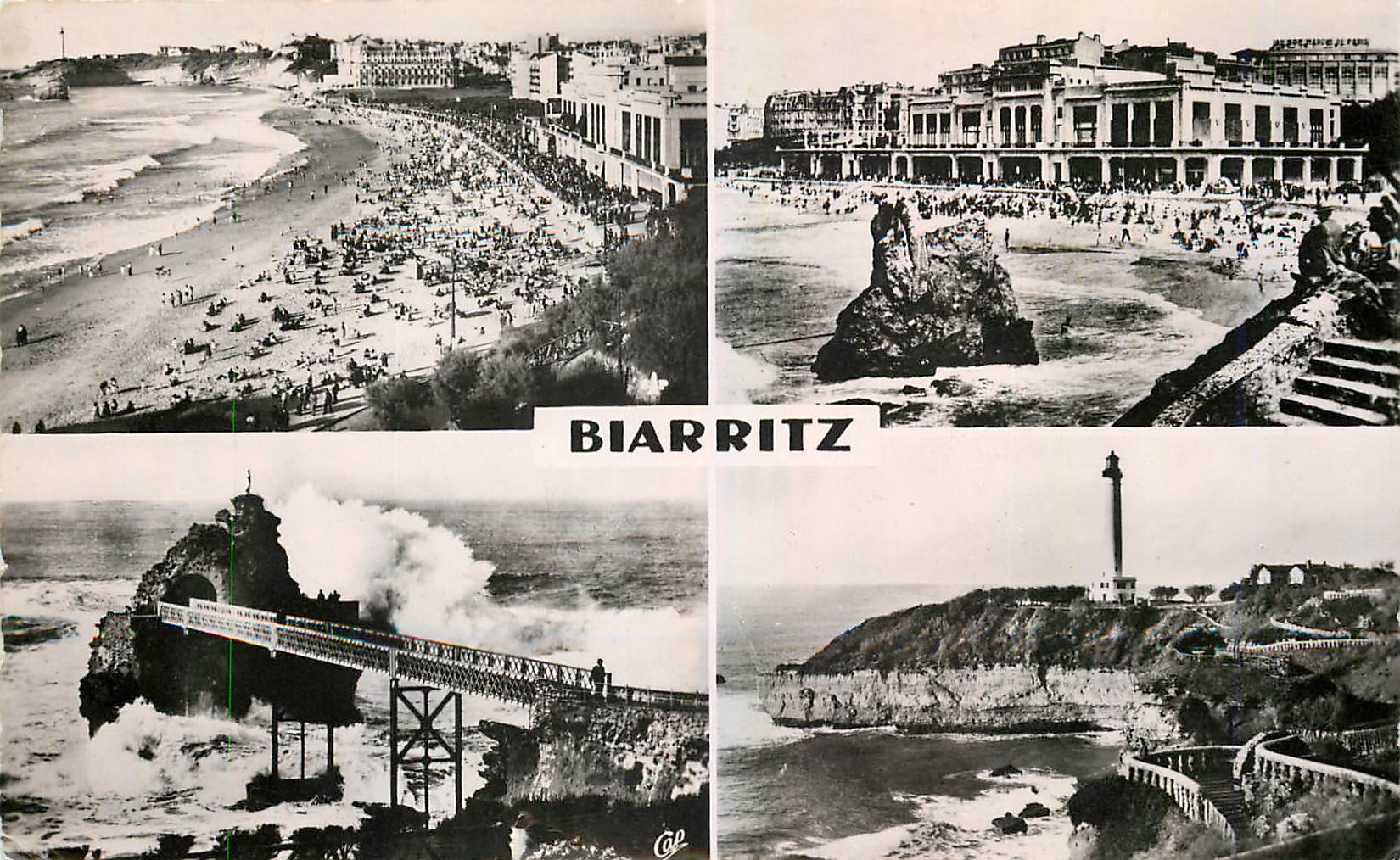 CPM Biarritz Grands Plage Casino Bellevue Rocher de la Vierge Phare et jardins