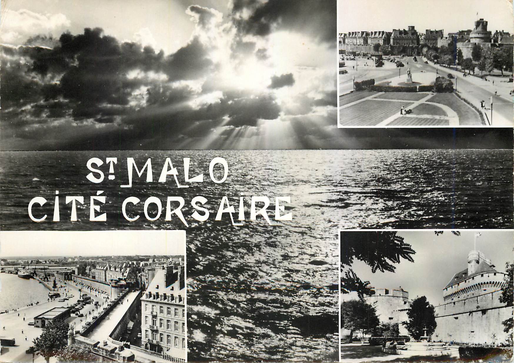 CPM St Malo Cite Corsaire Le Chateau et nouvelles constructions les Remparts le Bassin et le chateau
