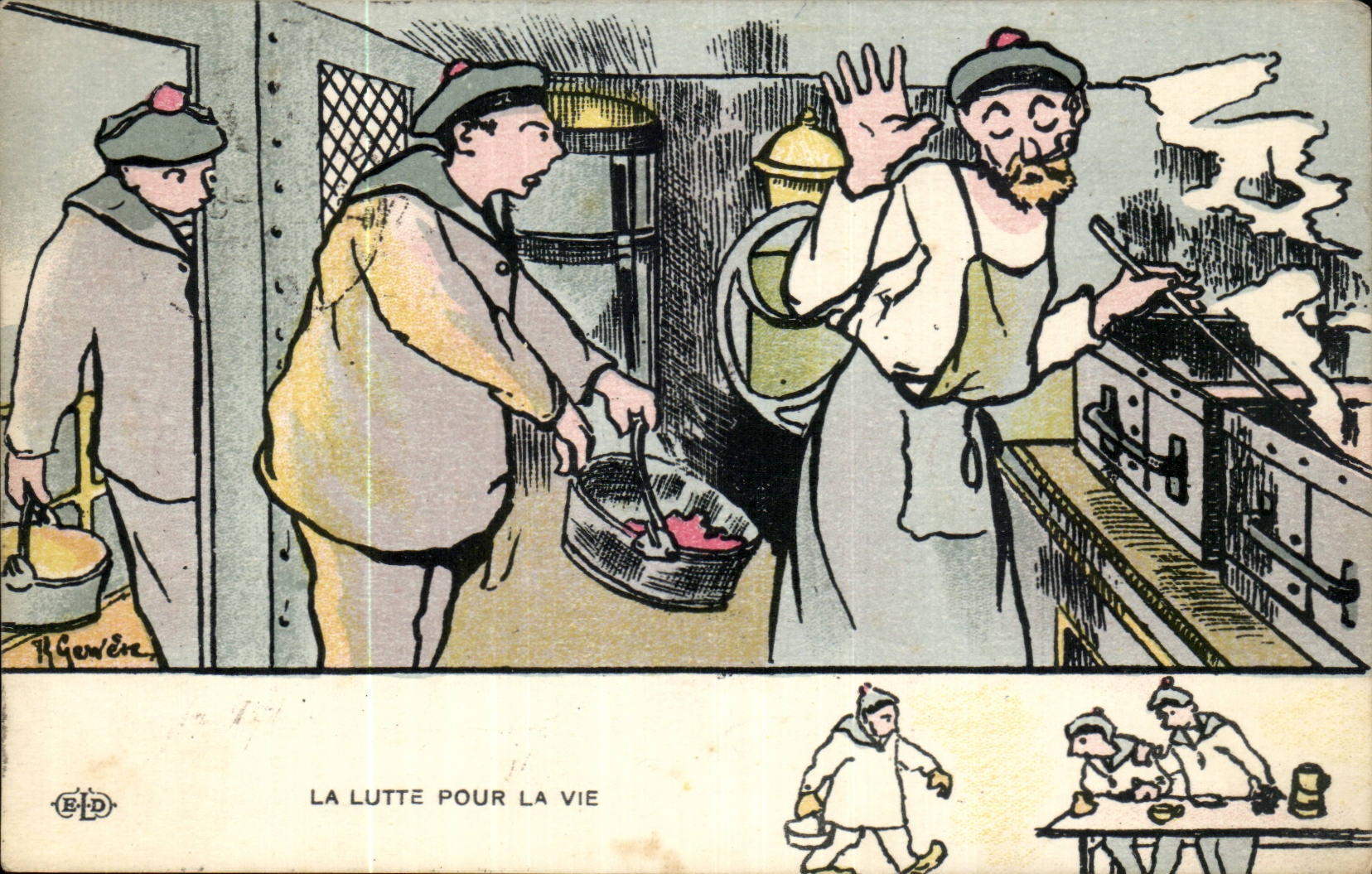 Sailor-Fantasy-Humor-boat the Struggle For Life - CPA Gervese Illustrator