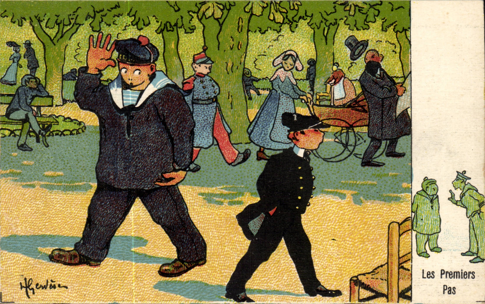 Sailor-Fantasy-Humor-boat First Steps - CPA Gervese Illustrator