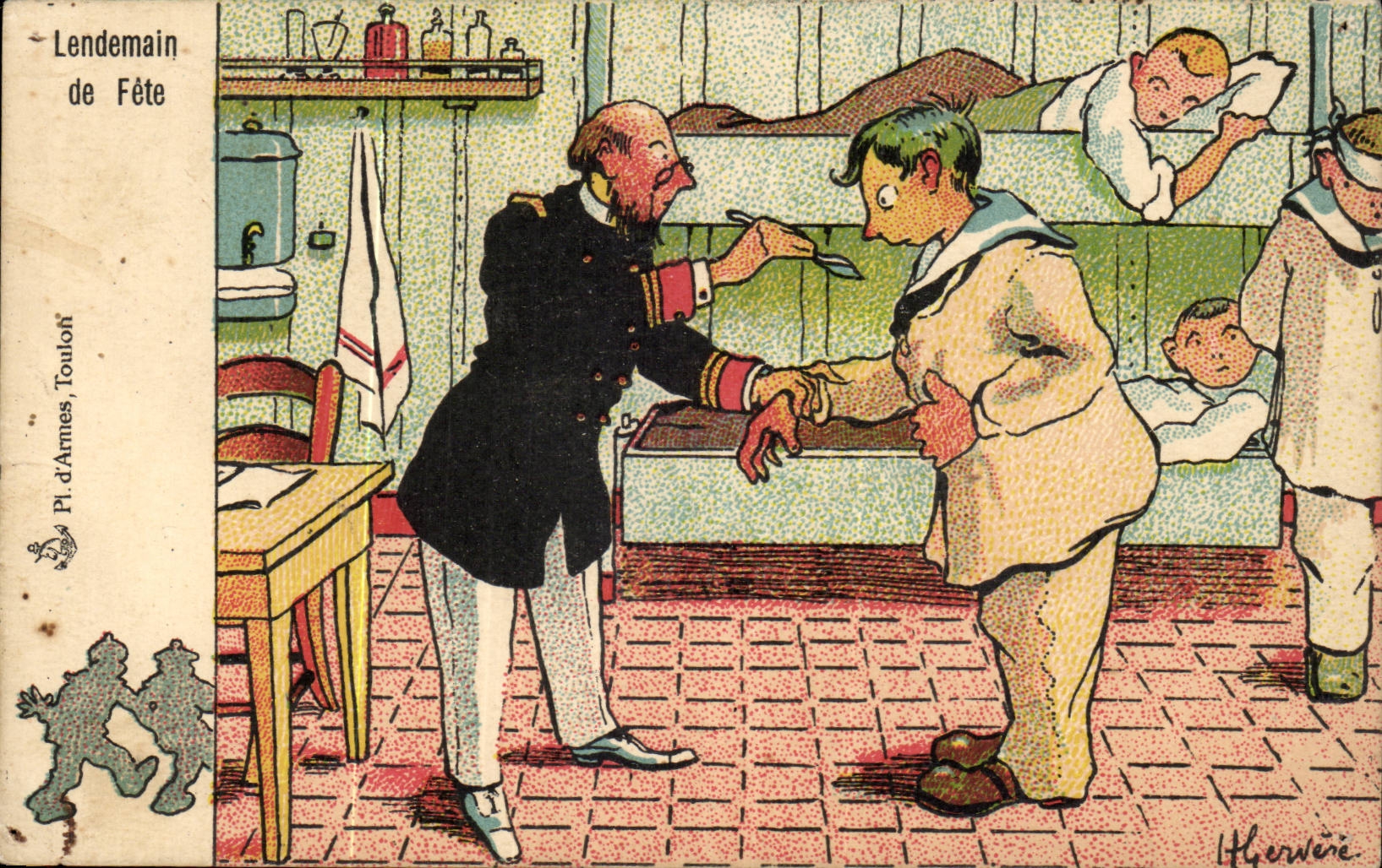 Sailor-Fantasy-Humor-boat Shortly after Festival - CPA Gervese Illustrator