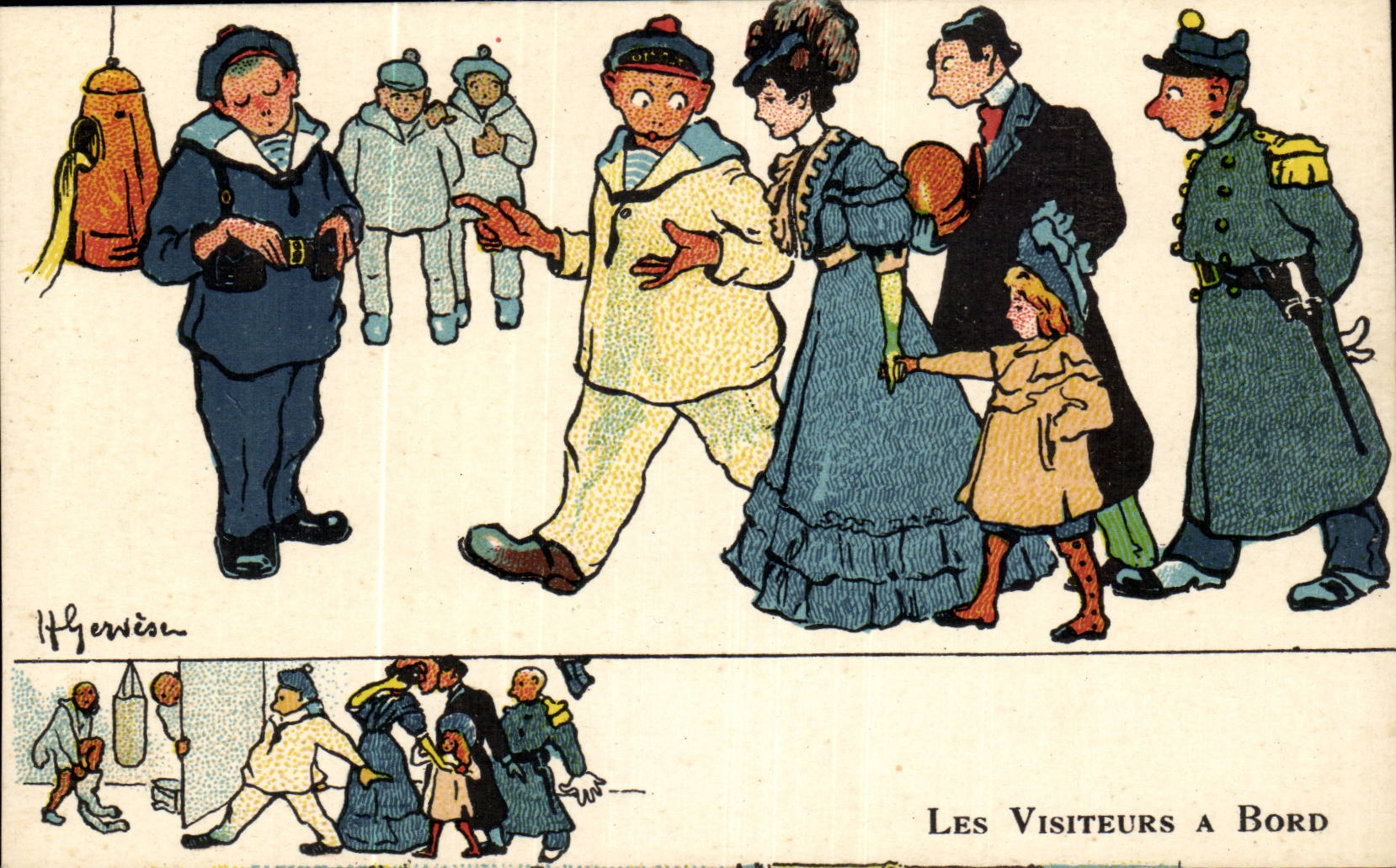 Sailor-Fantasy-Humor-boat the Visitors has Edge - CPA Illustrateur Gervese