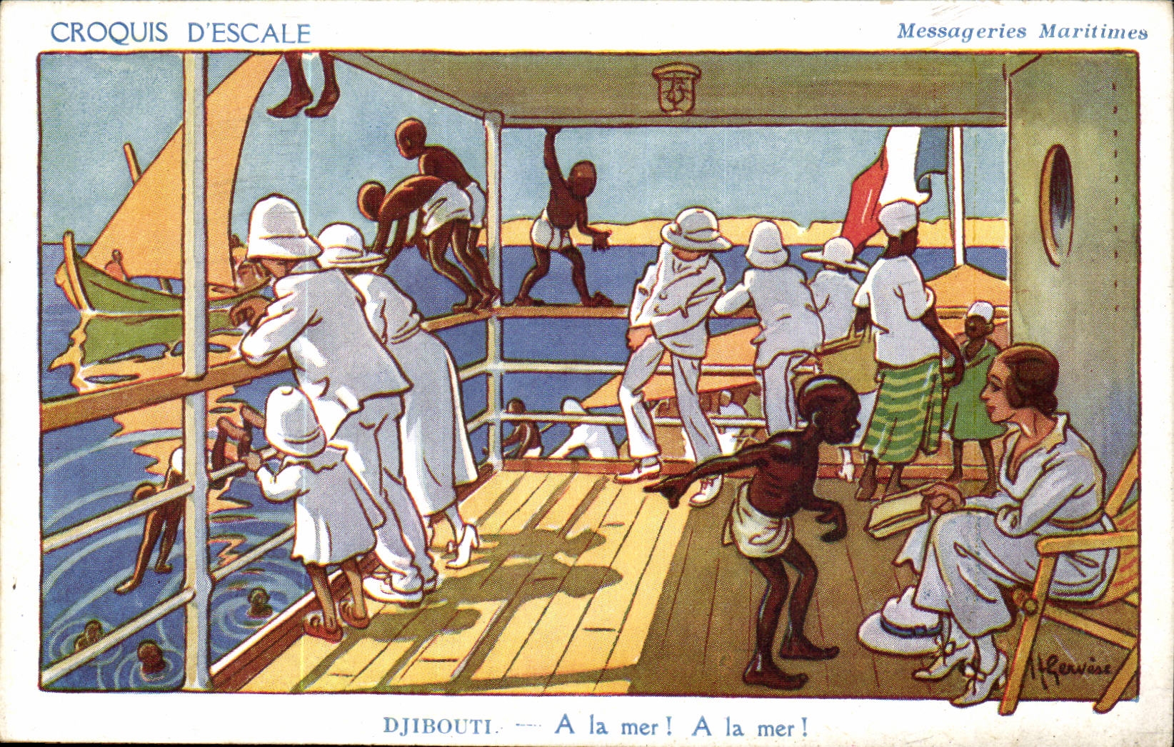 Sketch Of Stopover Imagination Boat Africa-Africa Illustration With the sea! With the sea! Transport Maritime Djibouti