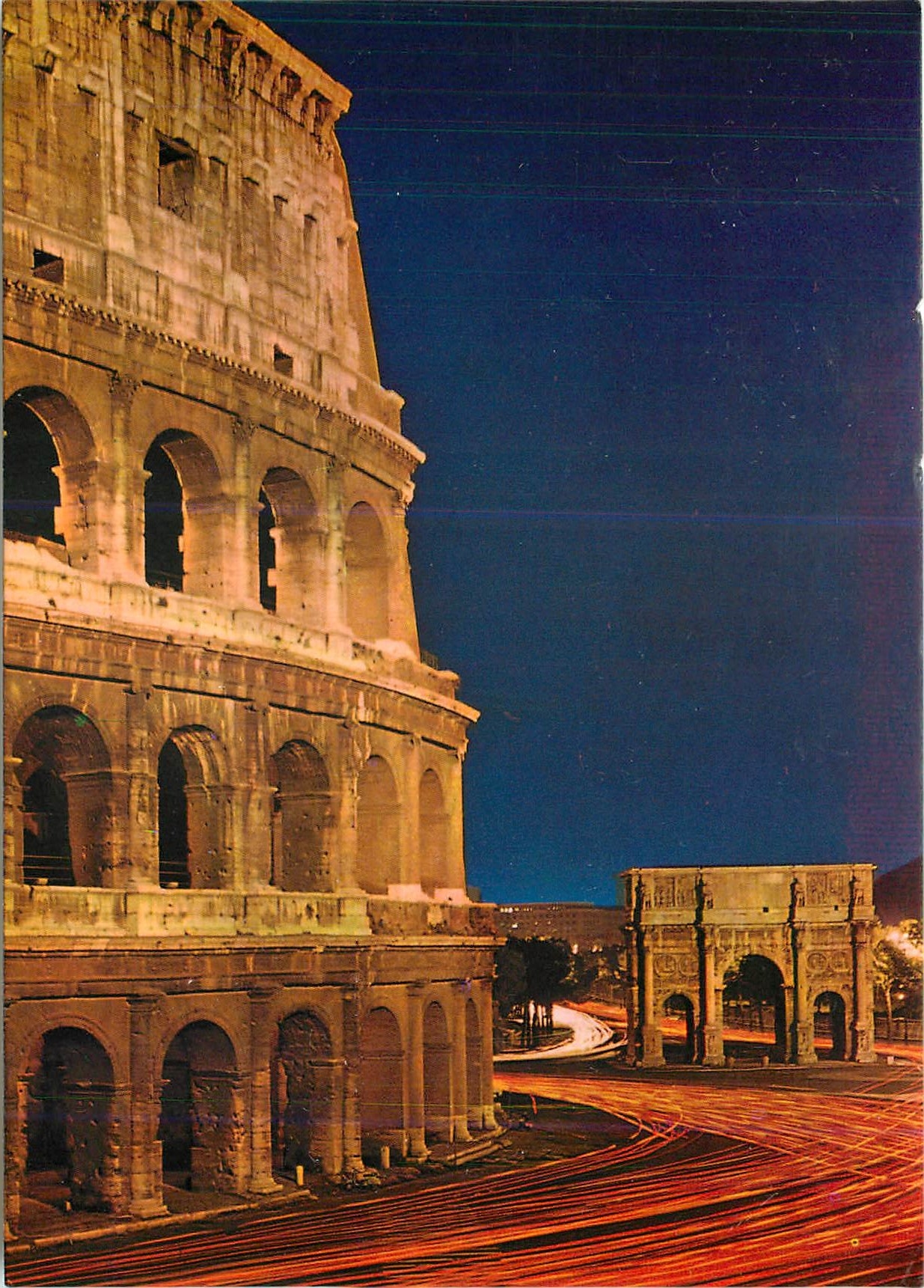 CPM Roma di Notte Arc de Constantin et Colisee