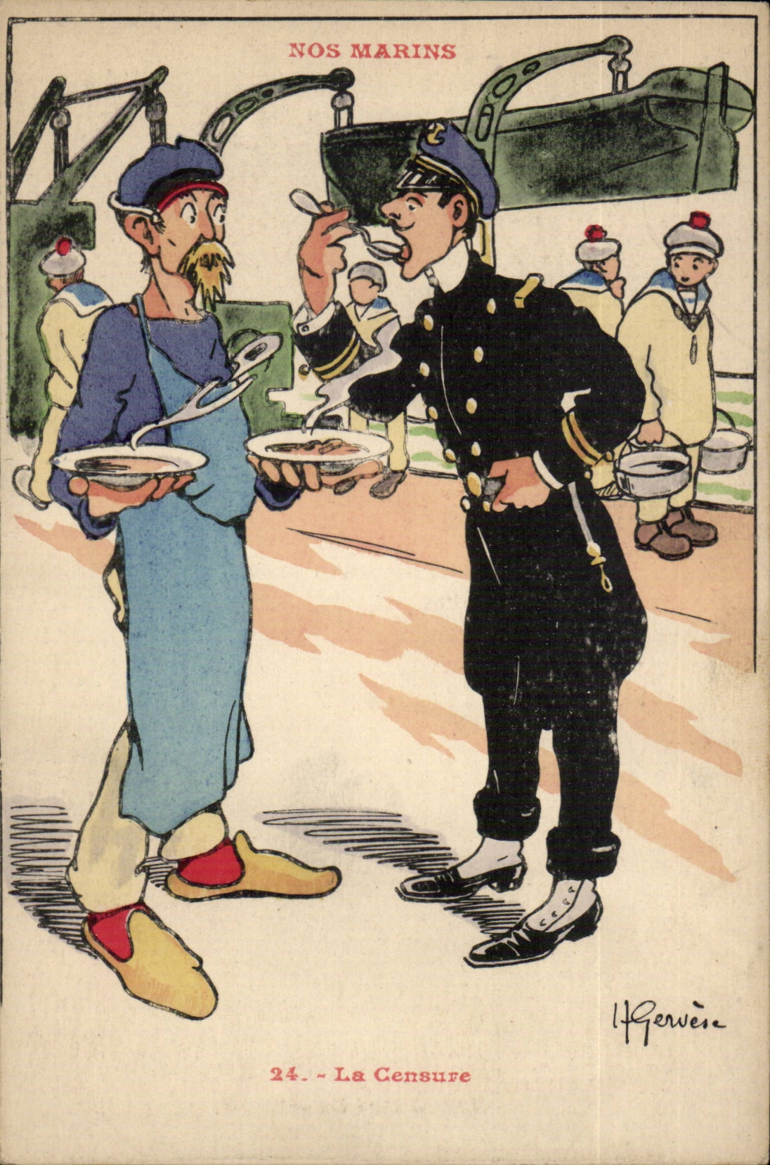 Nos Marins-Fantaisie-Humour-Bateau- Le Censure -CPA Gervese
