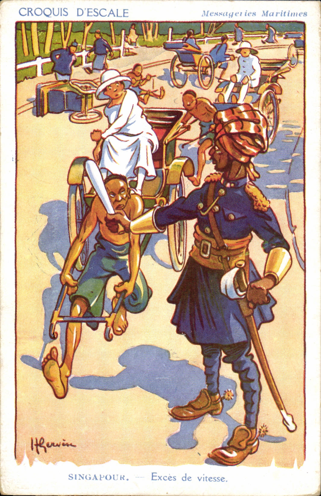 Croquis D'Escale-Fantaisie-Illustration-Malaysia-Malaysie- Singapour-Singapore- Exces de vitesse-CPA
