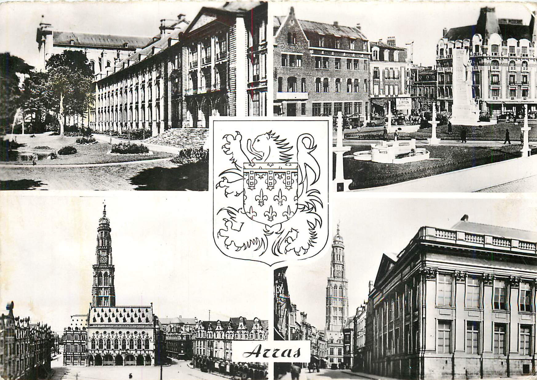 CPM Arras Le Musee Place Marechal Foch La Petite Place Le Palais de Justice Lion