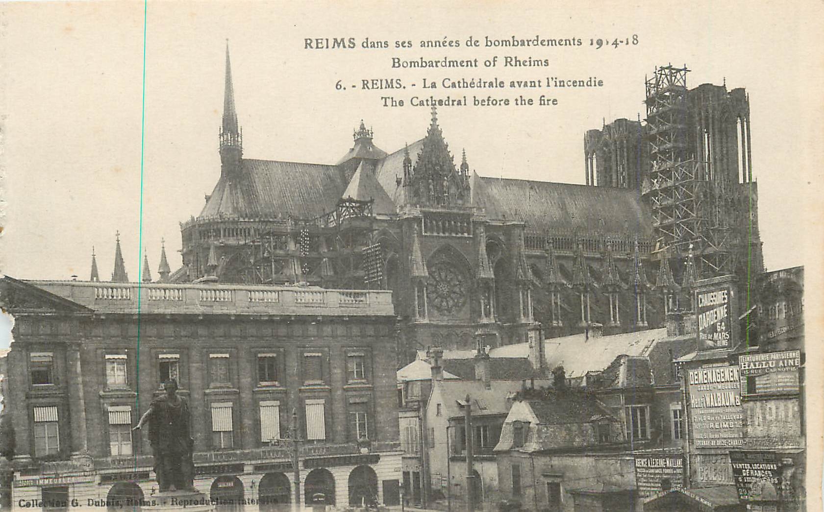 CPA Reims Dans ses annees de bombardement 1914 18 La Cathedrale avant l'incendie