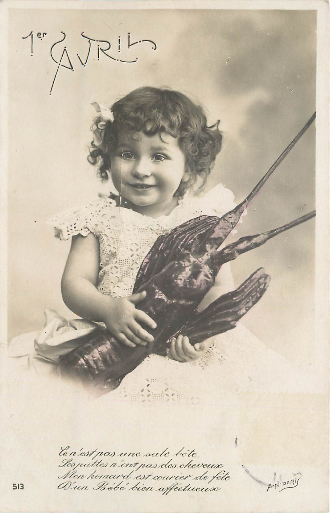 CPA Avril Enfant Langouste