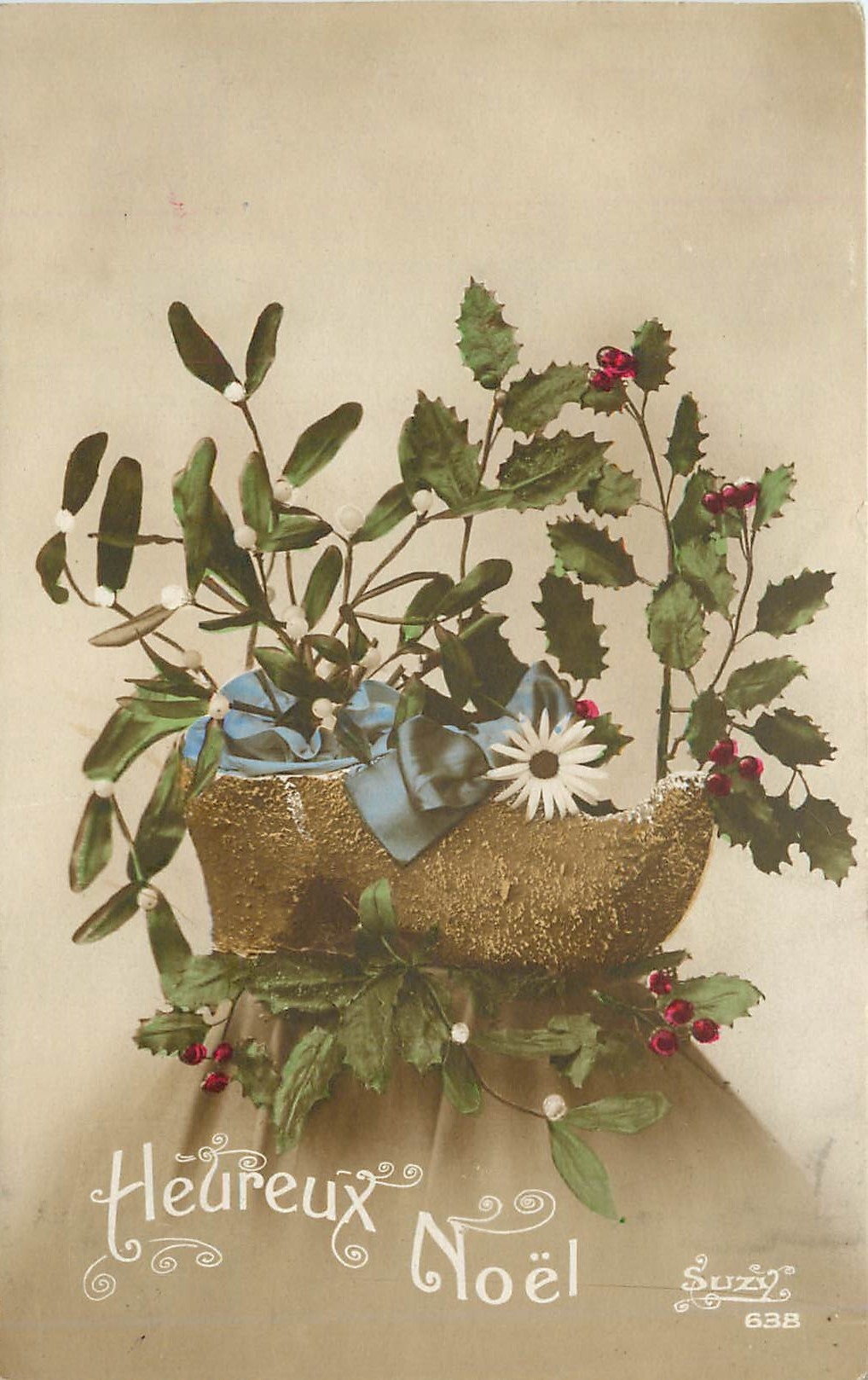 CPA Heureux Noel Fleurs