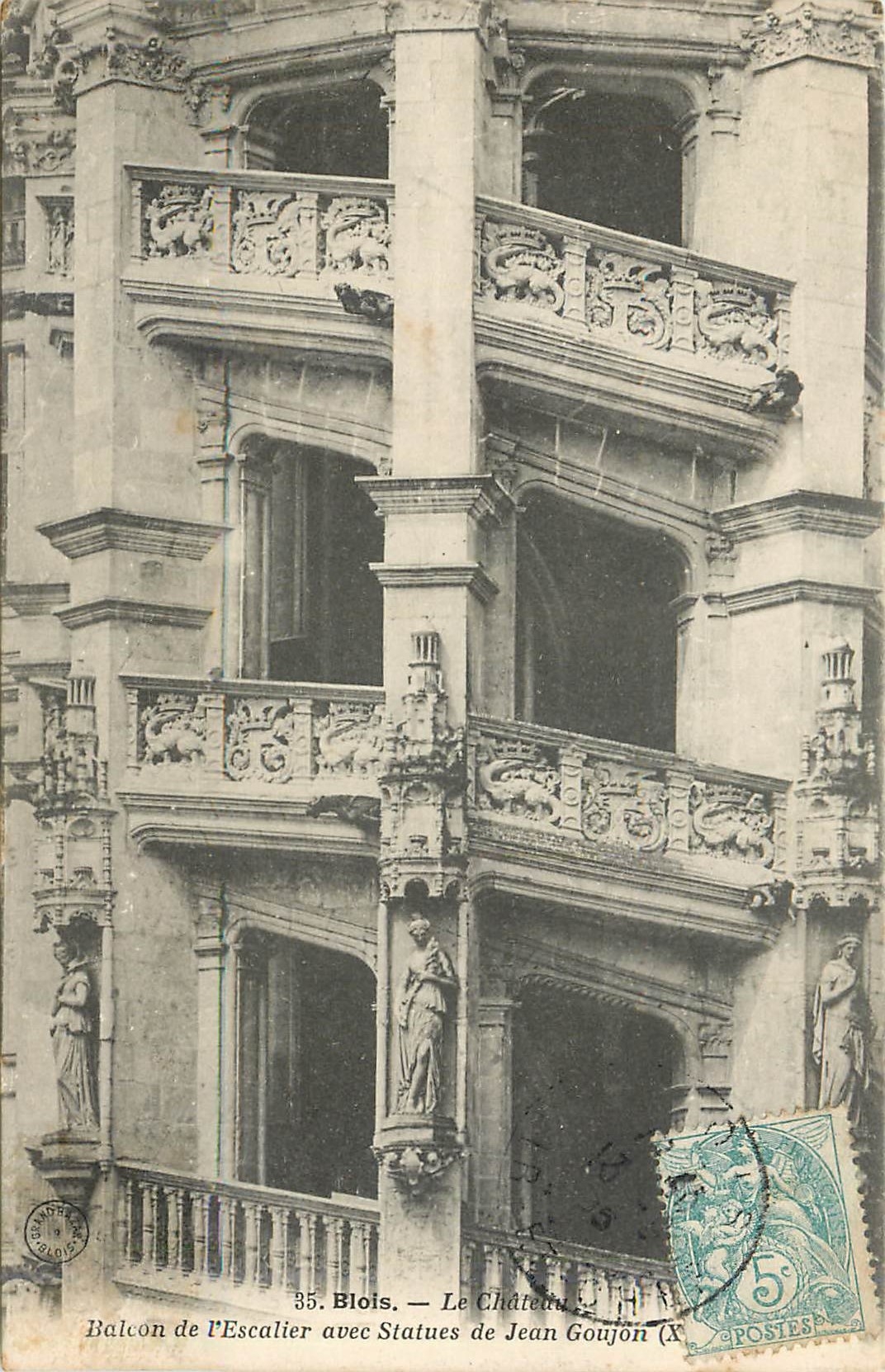 CPA Blois Le Chateau Balcon de l'Escalier avec Statues de Jean Goujon 