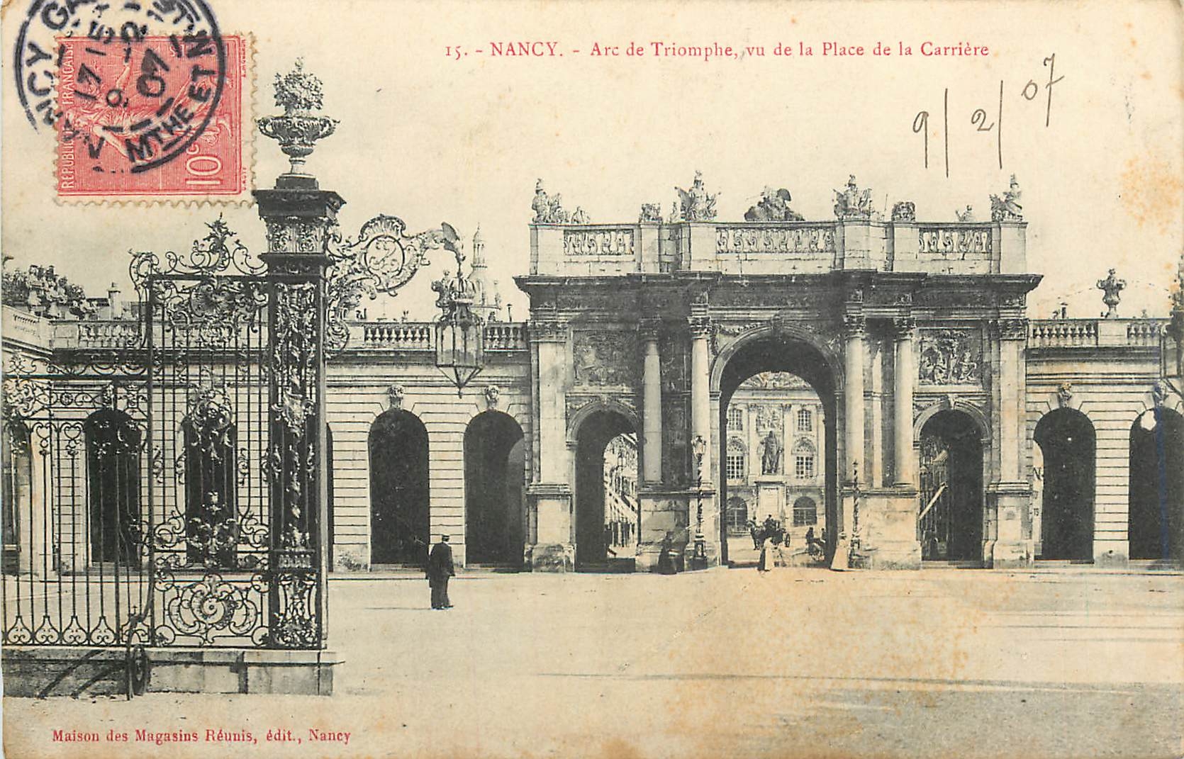 CPA Nancy Arc de Triomphe vu de la Place de la Carriere 