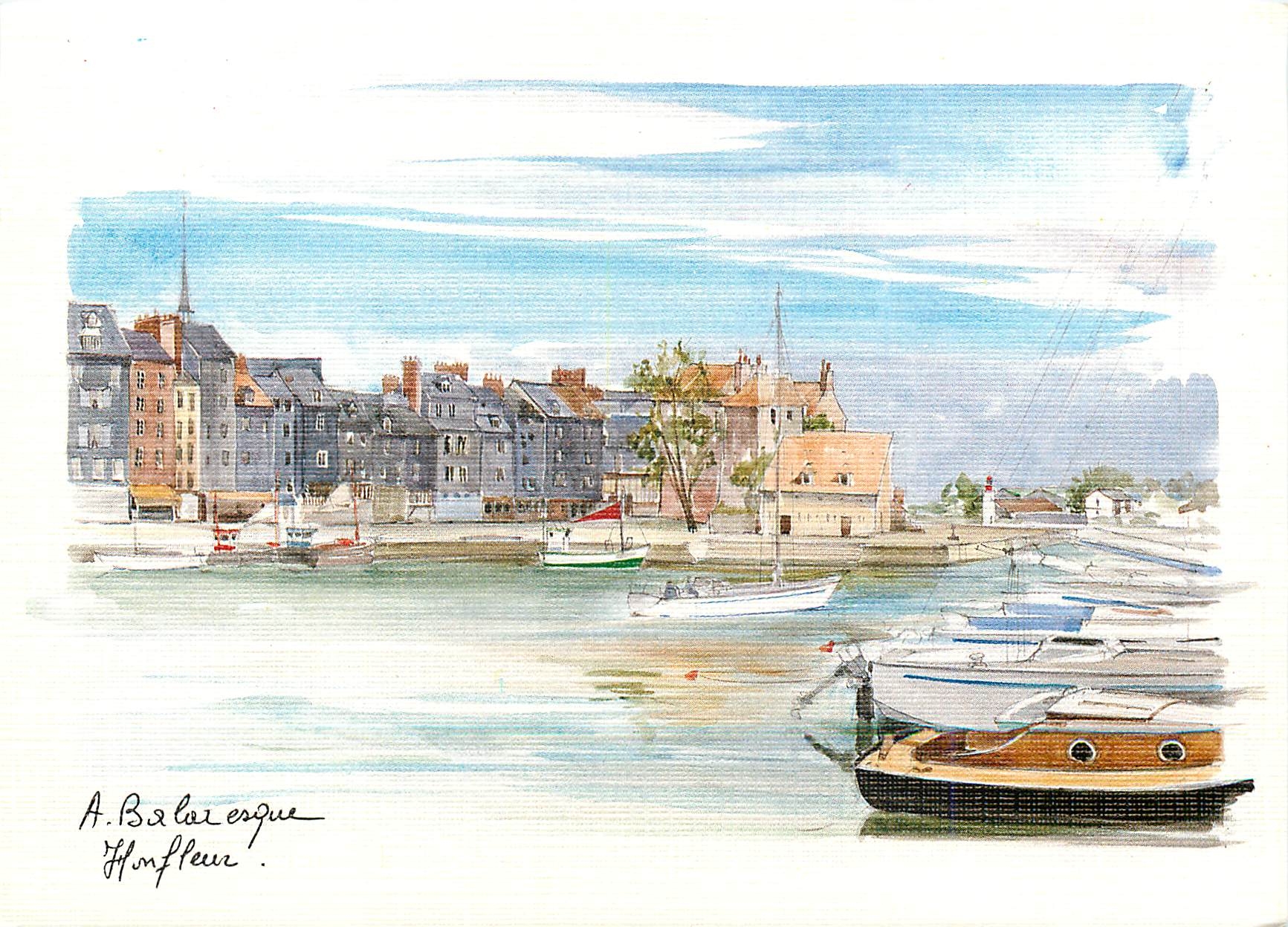 CPM La Cote de Grace Le bassin a flot de Honfleur