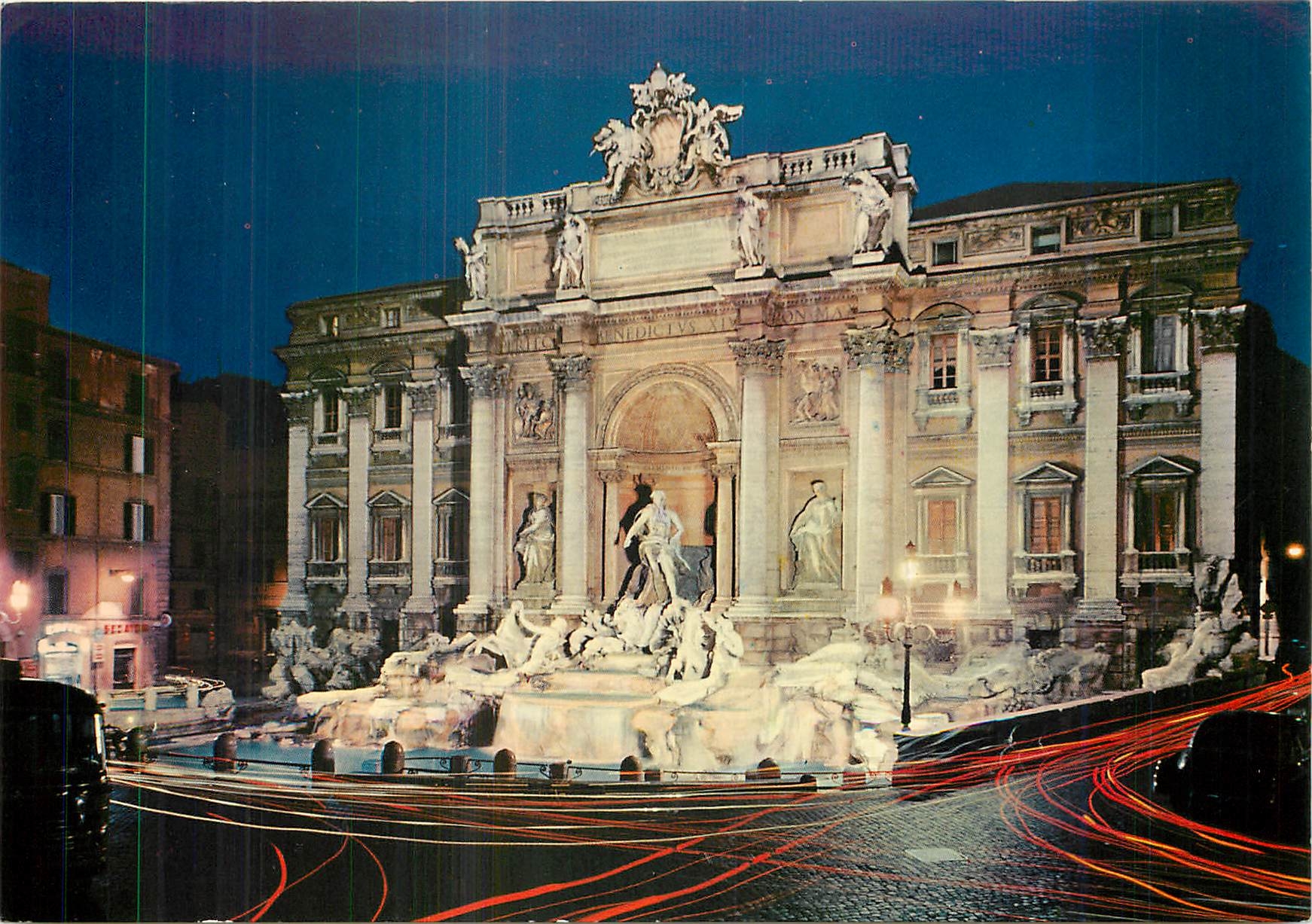 CPM Roma Fontaine de Trevi nocturne 