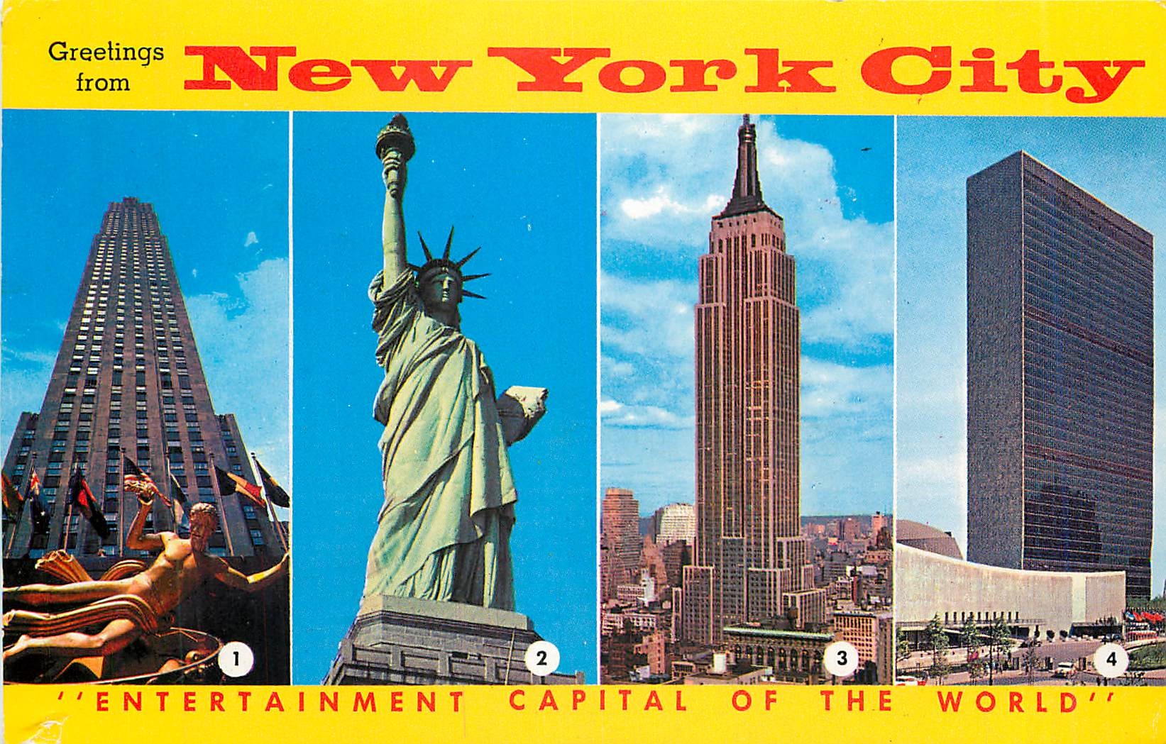 CPM New York City RCA Building Statue of Liberty Empire State Building United Nations Building 