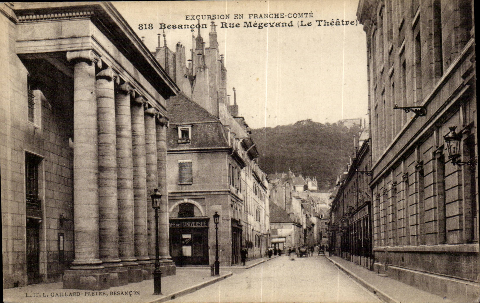 Besancon CPA Street Megevand and the theater
