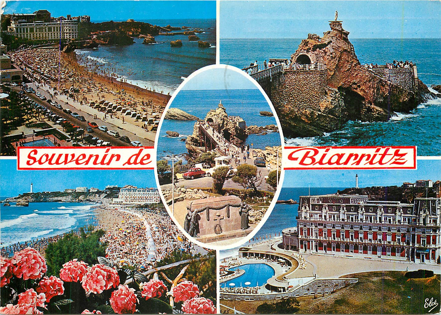 CPM Biarritz Basses Pyr de gauche a droite La Grande Plage Le Rocher de la Vierge 