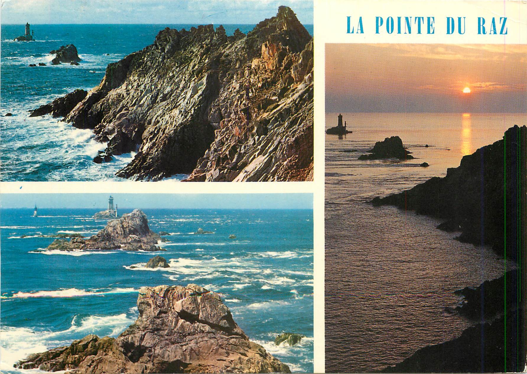 CPM La Pointe du Raz La pointe par gros temps et coucher de soleil sur le Raz de Sein 