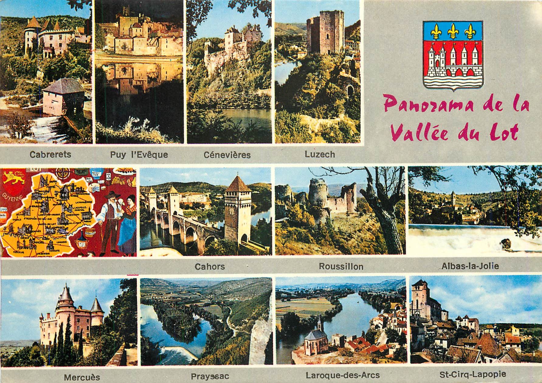 CPM Panorama de la Vallee du Lot Cabrerets Puy l'Eveque Cenevieres Luzech
