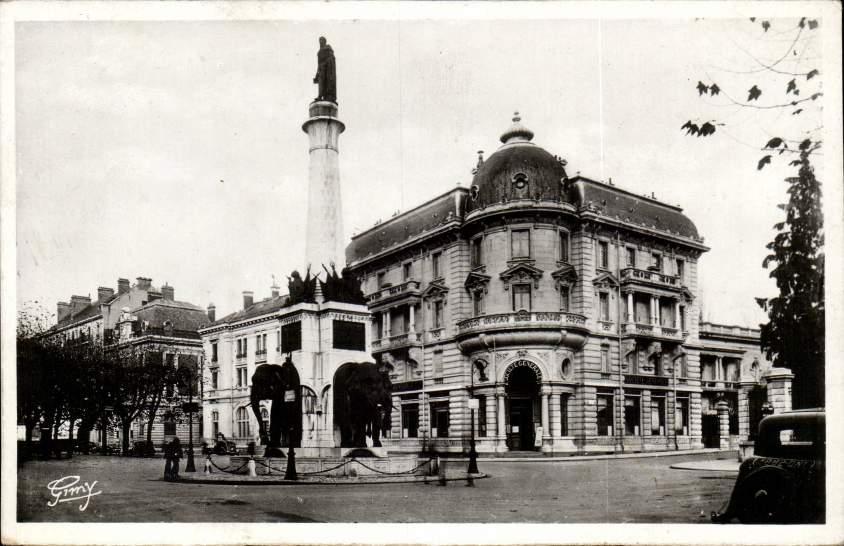 Chambery CPA Fountain of the elephants and Statue of general of Boigne 1751-1839