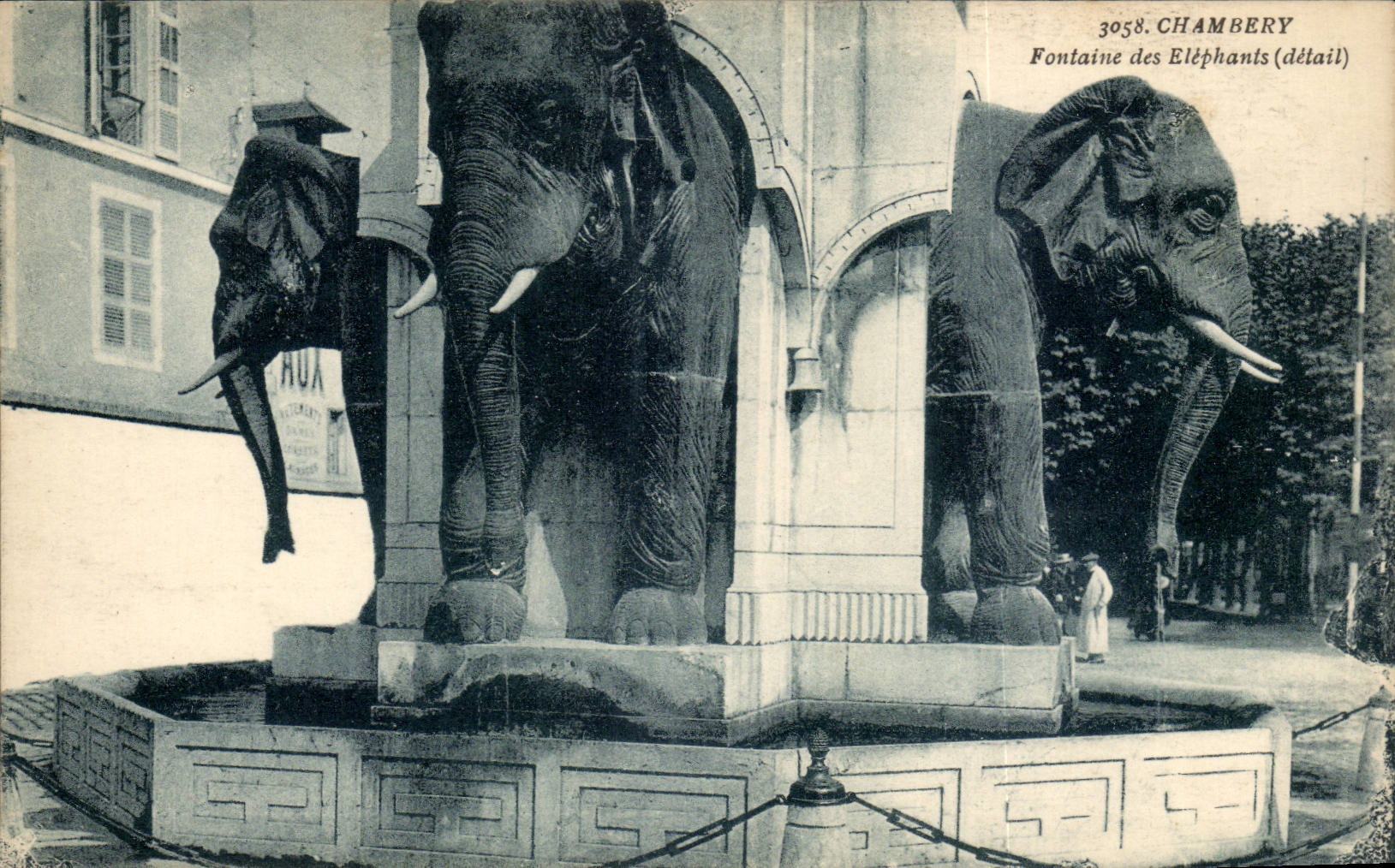 Chambery CPA Fountain of the elephants (detail)