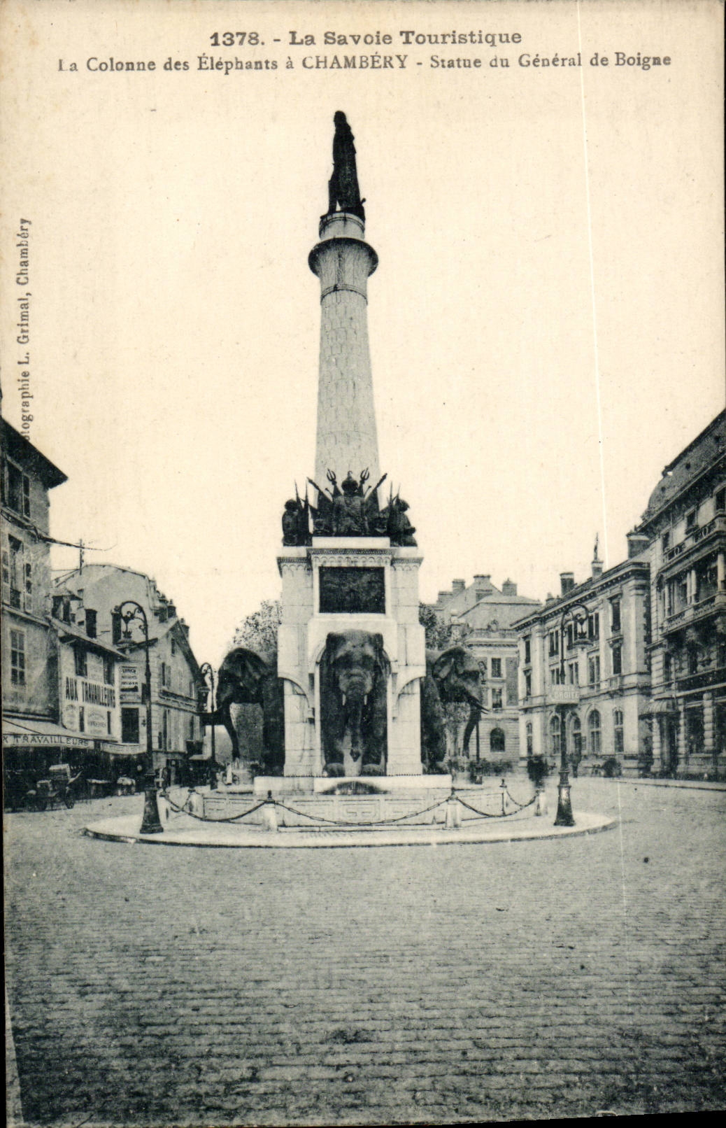 Chambery CPA Column of the elephants Statue of general of Boigne
