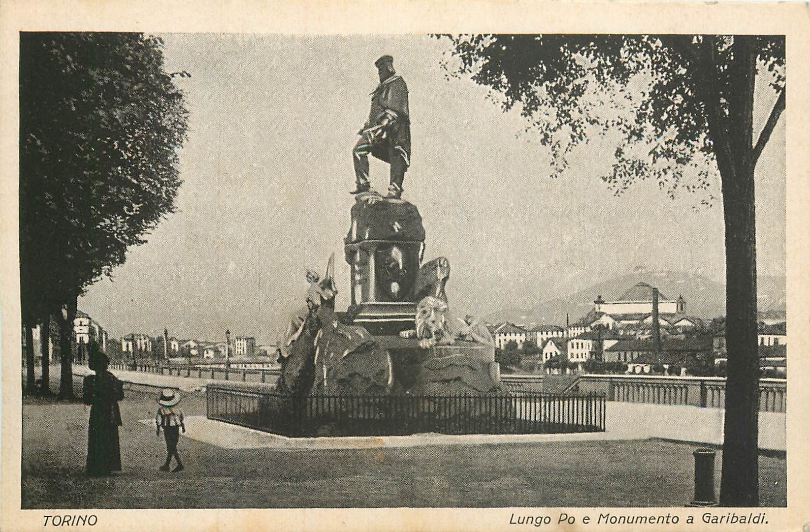 CPA Torino Lungo Po e Monumento a Garibaldi