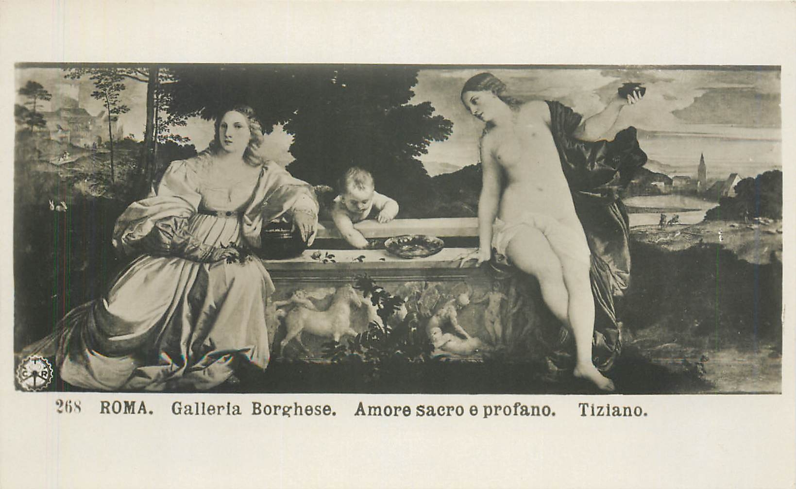 CPA Roma Galleira Borghese Amore sacro e profano Tiziano