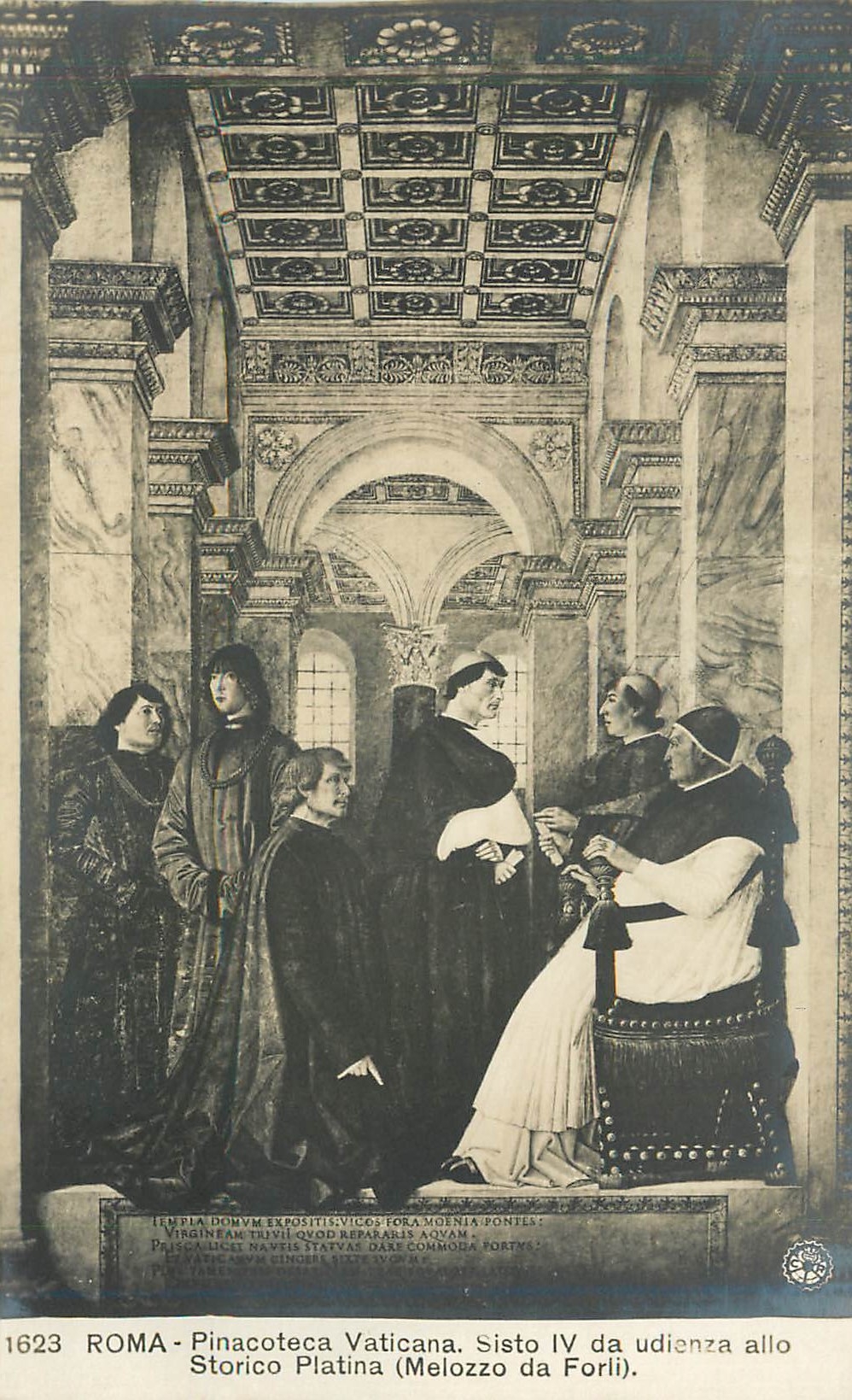 CPA Roma Pinacoteca Vaticana Sisto IV da udianza allo Storico Platina (Melozzo da Forli)