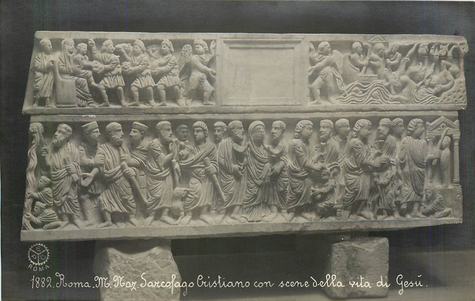 CPA Roma M Maz Sarcofago Cristiano con Scene della cita di Gesu