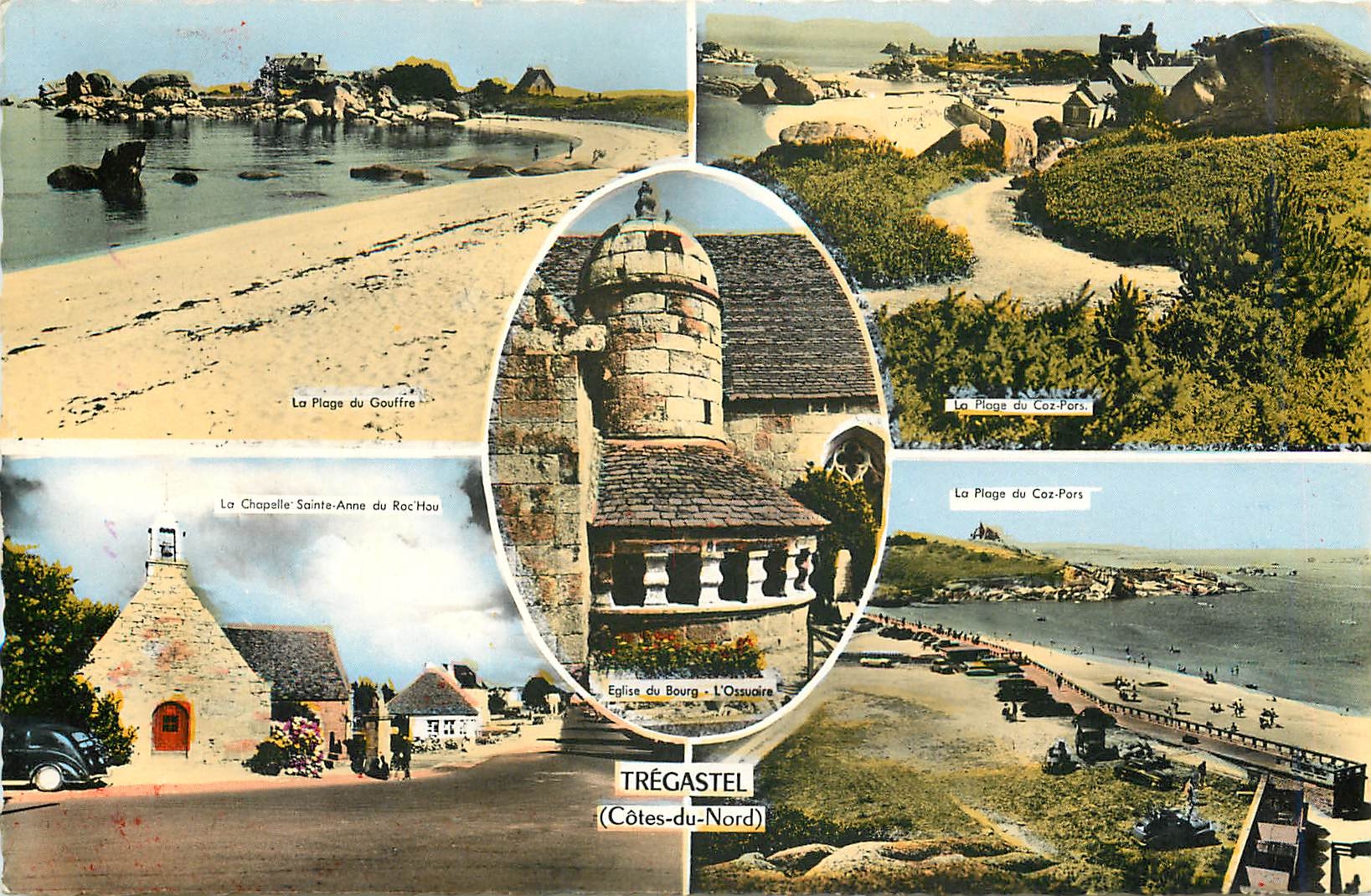 CPM Tregastel Cotes du Nord La plage du gouffre Cas Pars La chapelle Sainte Anne du Roc Hau