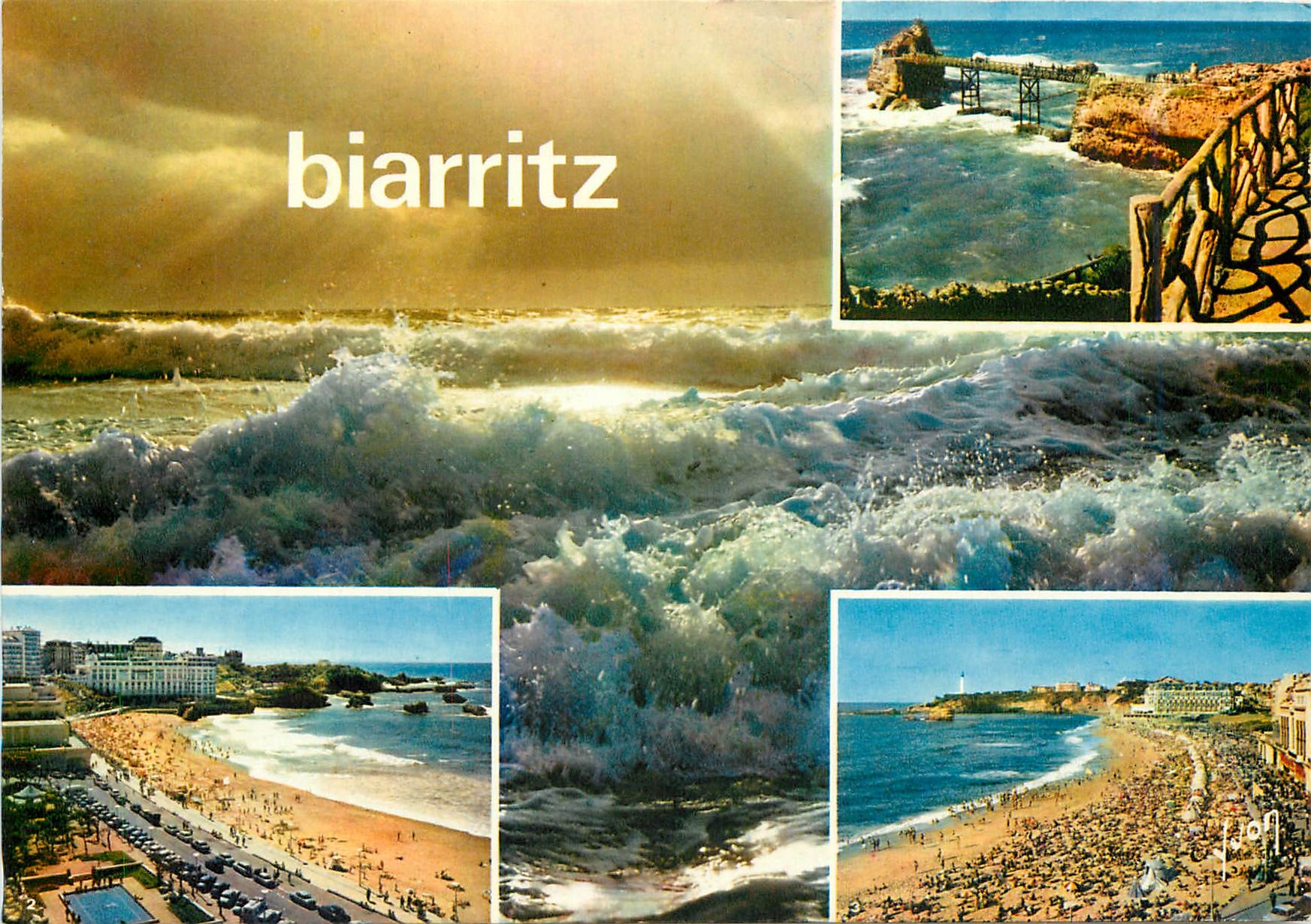 CPM Biarritz (Pyr Atl) La Cote Basque Le Rocher de la Vierge La Grande Plage et le Casino Bellevue