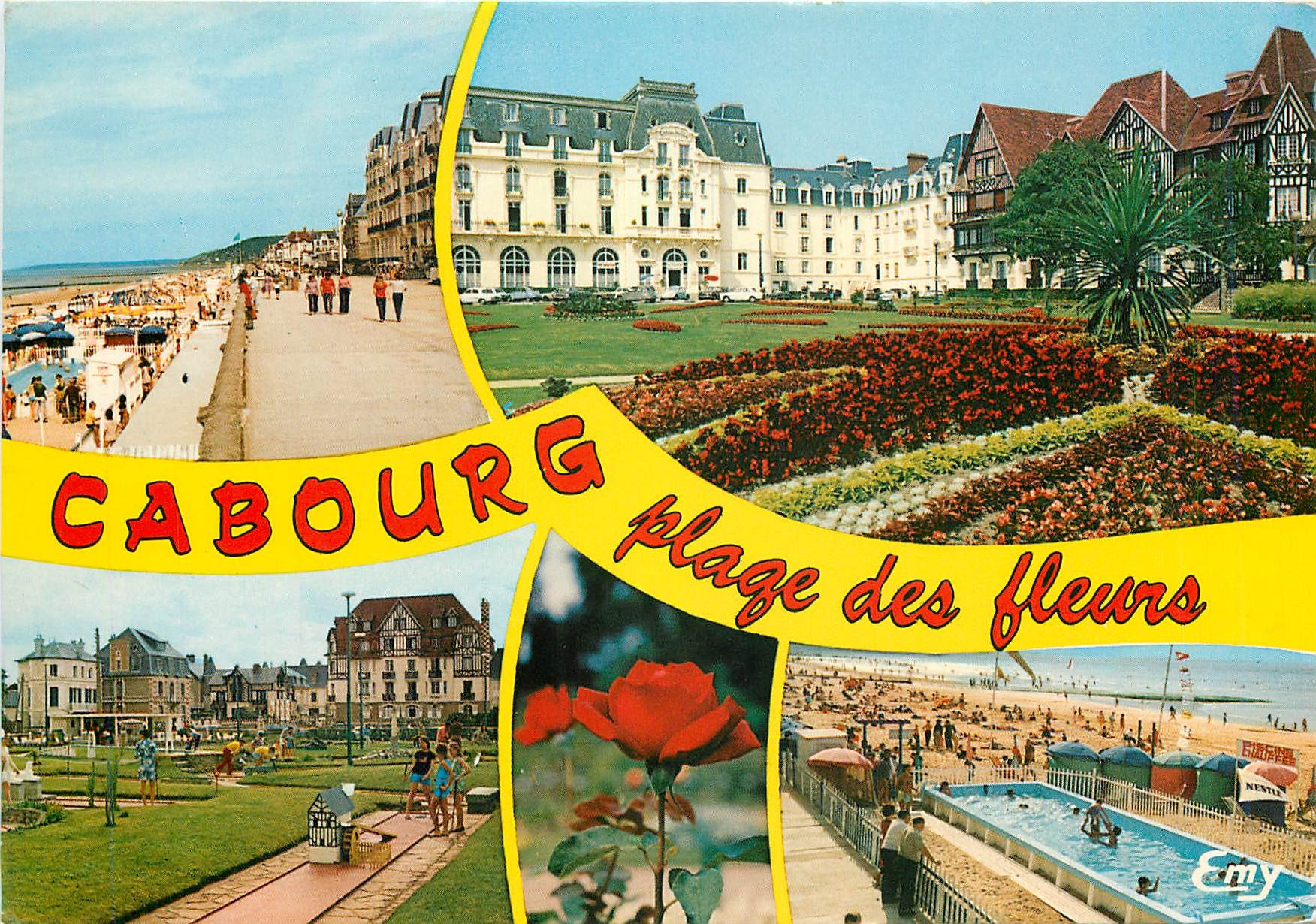 CPM Cabourg (Calvados) Le Front de mer les jardins du Casino le golf miniature la piscine