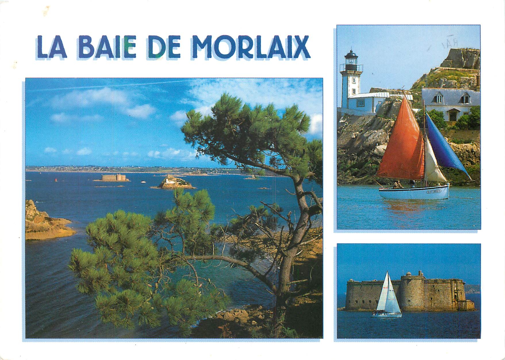 CPM La Baie de Morlaix Finistere Ses circuits touristiques Le baie de Morlaix et la phare de l'ile L