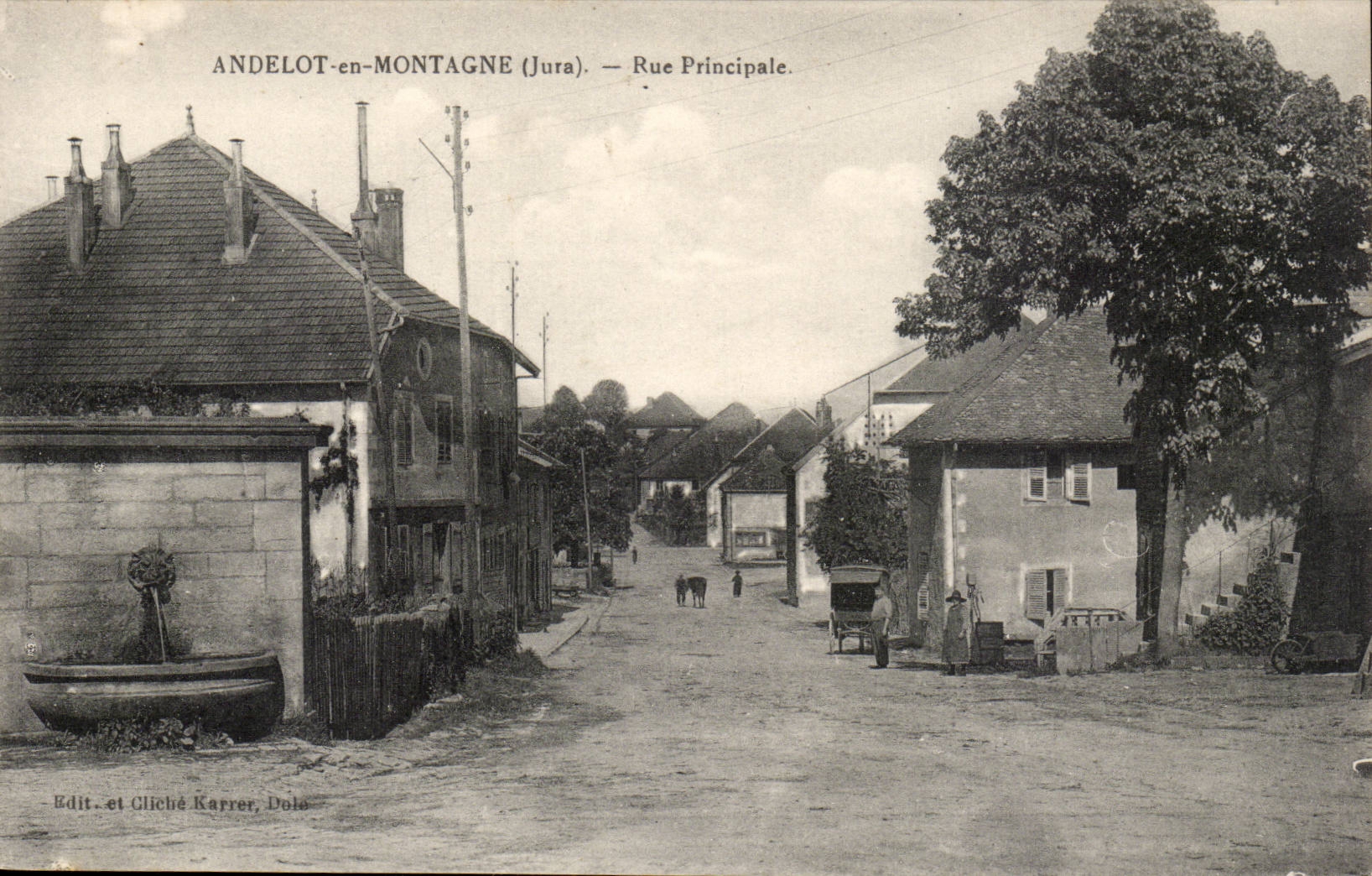 Andelot-on-mountain (the Jura) Main street - CPA