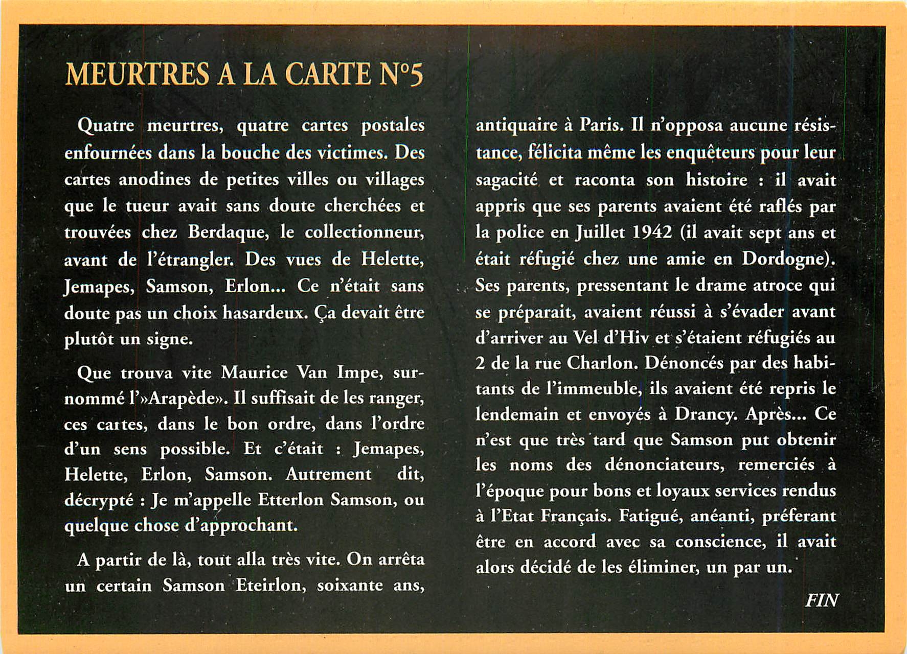 CPA Meurtres a la Carte N 5