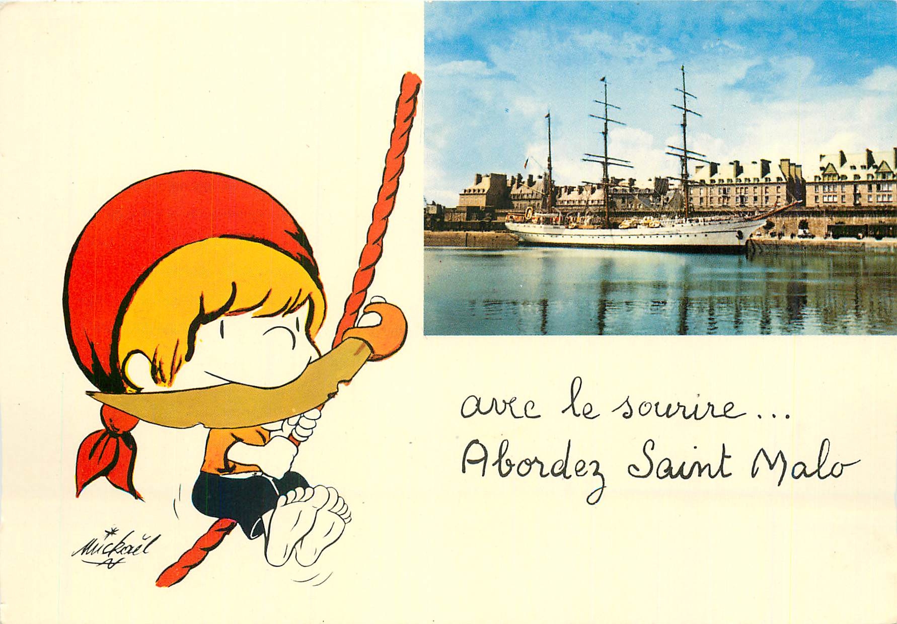 CPA Avec la Sourire abordez Saint Malo Pirate