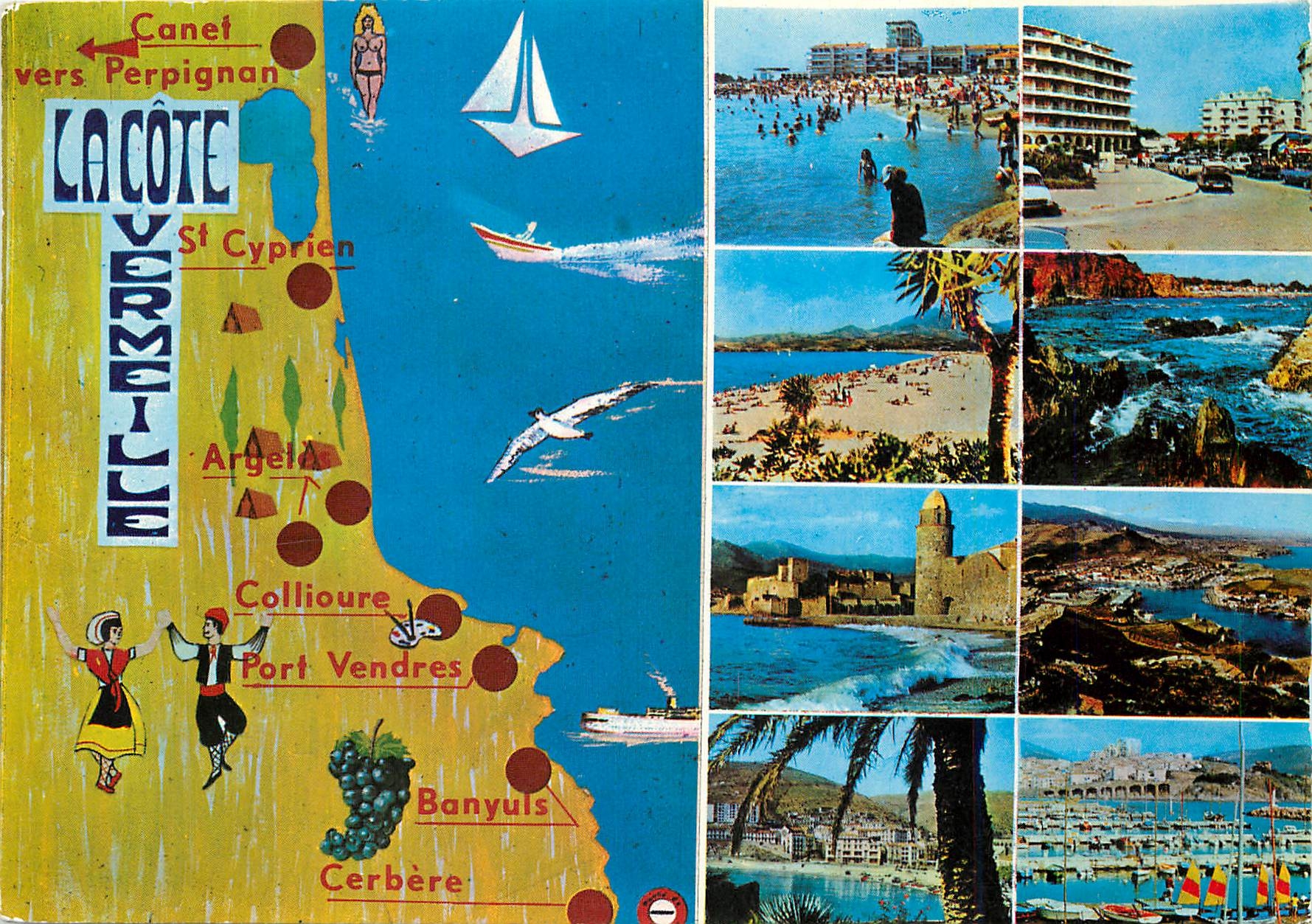 CPM La Cote Vermeille Saint Cyprien (Pyr Or) Canet Plage Argeles sur Mer Le Racou