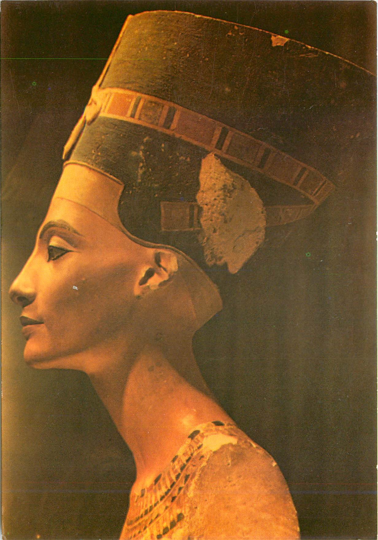 CPM Painted Limostone bust of queen Nefertiti