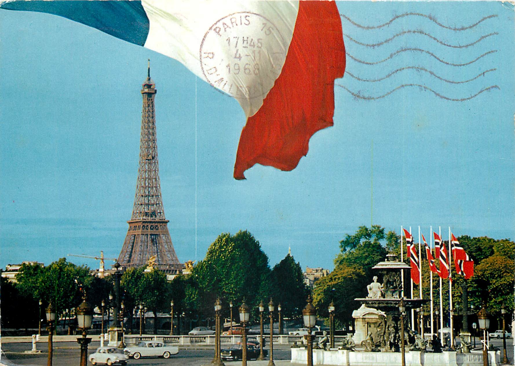 CPM Paris Pavoise Concorde et Tour Eiffel 