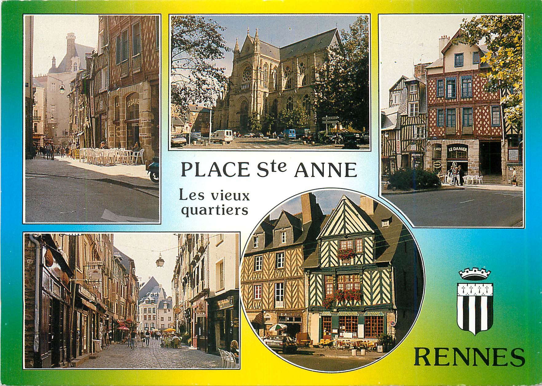 CPM Rennes Place Les rues du Pont aux Foulons le Bastard et St Michel