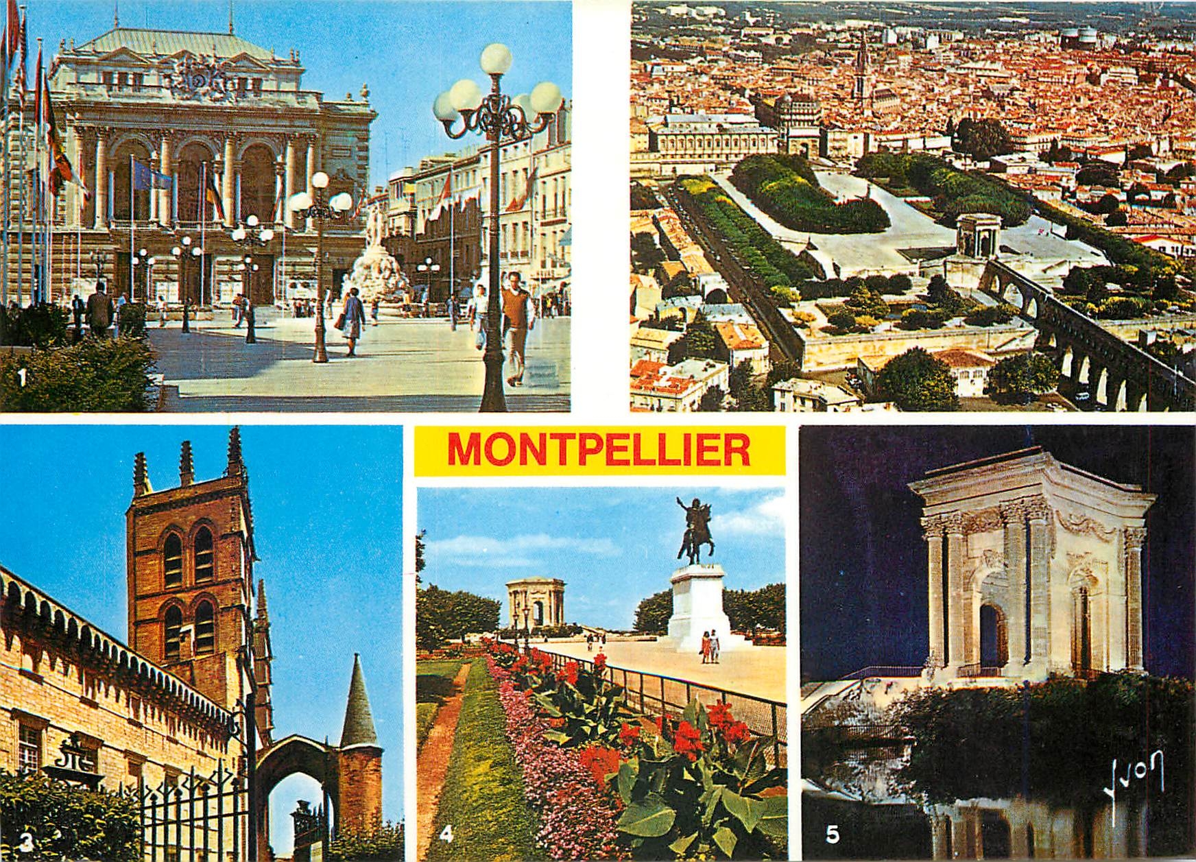 CPM Montpellier Herault La Place de la Comedie Les Arceaux et les jardins du Peyrou