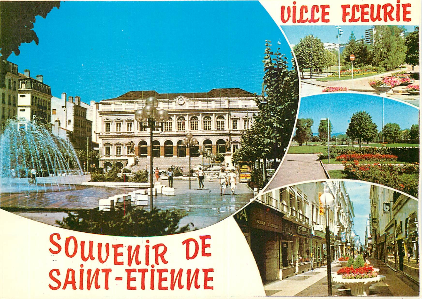 CPM Saint Etienne Loire Place de l'Hotel de Ville Parc de l'Europe Rue Alsace Lorraine 
