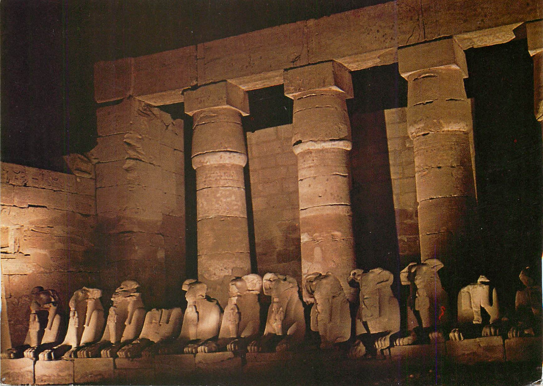 CPM Karnak The famous Sphinx avenue illuminated by night