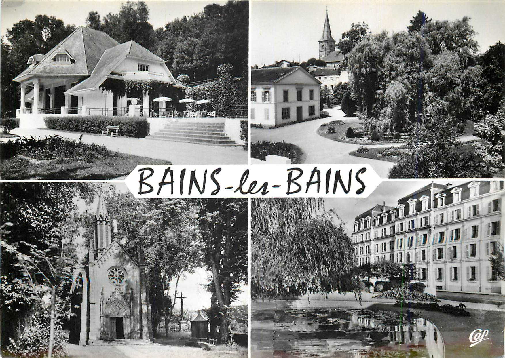 CPM Bains les Bains Vosges Salon de the de l'Etablissement thermal Le Parc Chapelle de la Brosse 