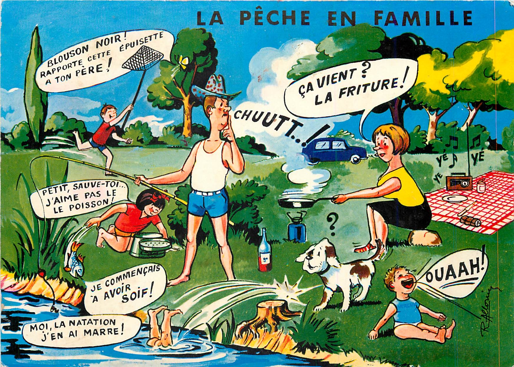 CPM En Famille La Peche 