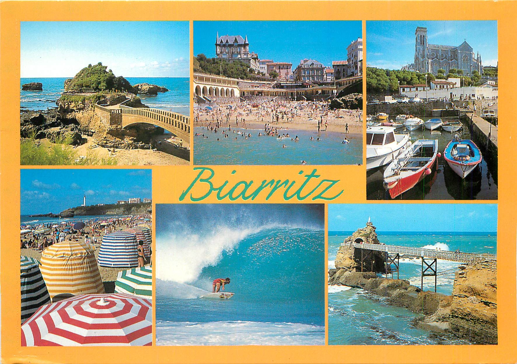 CPM Biarritz Cote Basque Rocher du Basta Plage du Port Vieux Port des Pecheurs Grande Plage Surf Roc